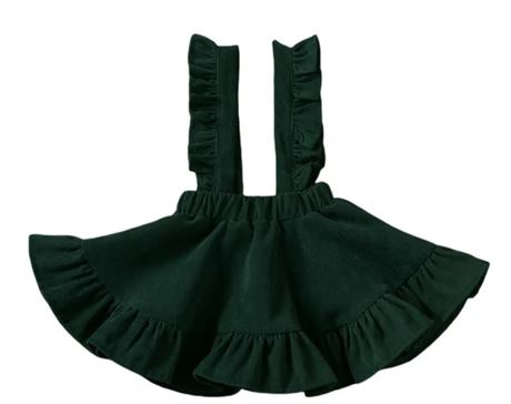 Toddler Girls Corduroy Suspender Skirt Ruffle Hem