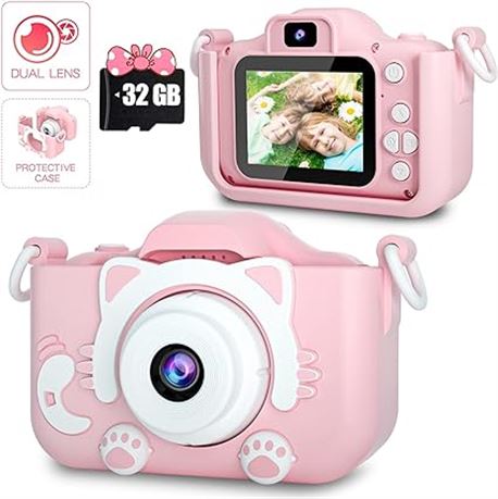Kids Camera for Girls and Boys, Kids Digital Dual Camera 2.0 Inches Screen 20MP
