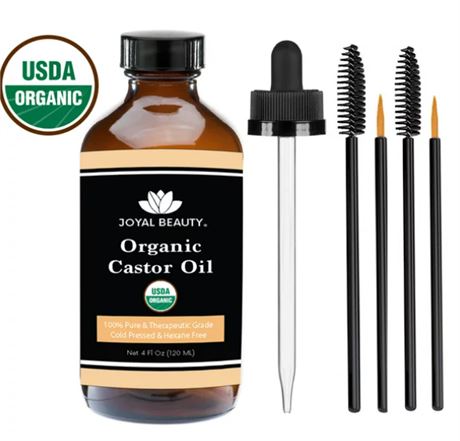 Castor Oil (4 OZ) USDA Organic 100% Pure Cold-Pressed Hexane-free