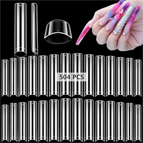 XXL No C Curve Nail Tips for Acrylic Nails Professional 504Pcs