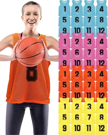 48 Pcs Pinnies for Sports Double Soccer Penny Soccer Pinnies Scrimmage Vests Mesh Basketball Team Practice Jersey