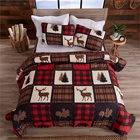 Great Bay Home Lodge Bedspread Full/Queen Size Quilt with 2 Shams