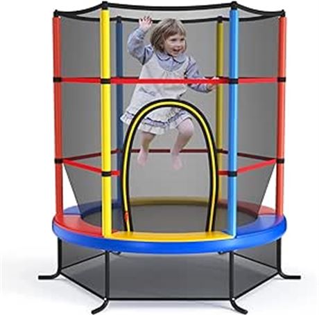 Giantex 55" Kids Trampoline with Safety Enclosure Net, Toddler Trampoline w/Heav