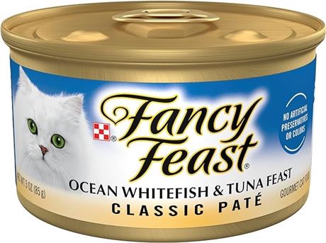 Fancy Feast Wet Cat Food, Classic, Ocean Whitefish & 3-Ounce Can, Pack of 24