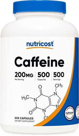 Nutricost Caffeine Capsules 200 Mg - 500 Capsules