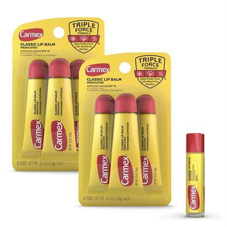 Carmex Classic Medicated Lip Balm Pack, Lip Moisturizer for Chapped Lips, 7 Coun