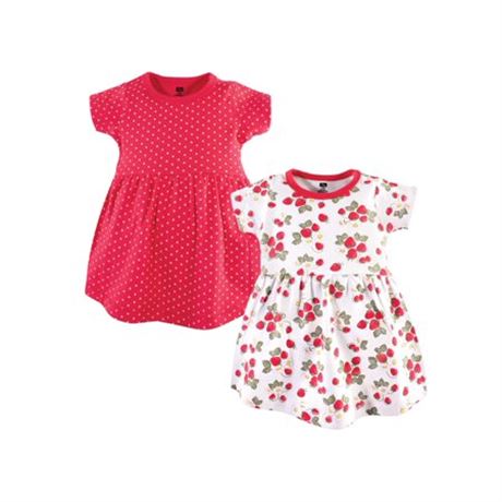 2pk, Size: 3T, Hudson Baby Infant and Toddler Girl Cotton Short-Sleeve Dresses,