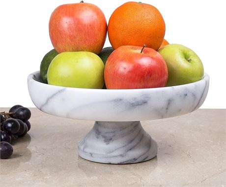 Creative Home Marble Fruit Bowl on Pedestal, 10" x 10", White