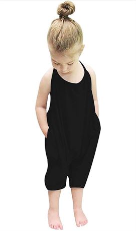 Lindanina Baby Backless Strap Slouch Jumpsuit for Toddler Girls Cute Harem Halte