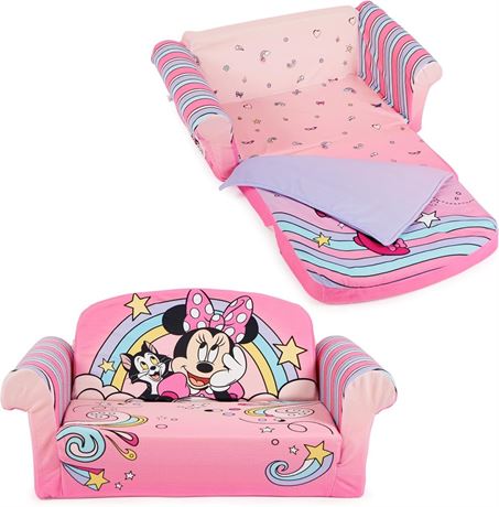 MARSHMALLOW Furniture, Minnie Mouse 3-in-1 Slumber Sofa Baby Lounger, Convertibl