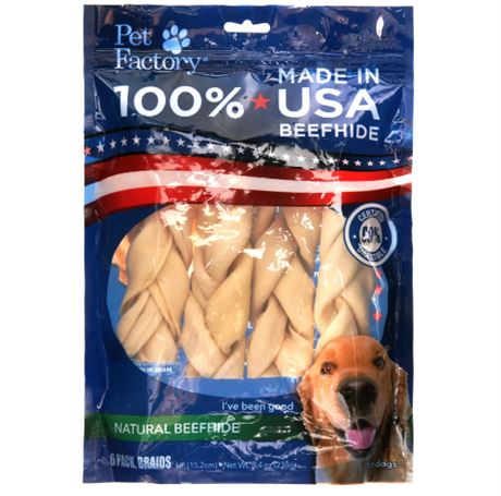 Pet Factory 100% Made in Beefhide 6" Braided Sticks ...