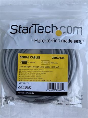 StarTech MXT10025 25 ft Straight Through Serial Cable - DB9 M/F - DB-9 Male