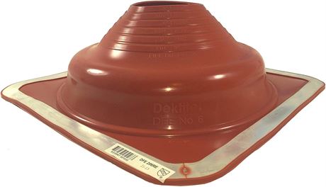 DEKTITE SQUARE BASE PIPE FLASHING BOOT: #6 RED High Temp Silicone Flexible Pipe
