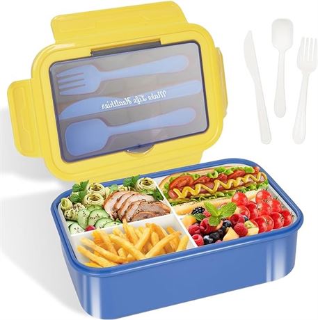 47oz Bento Box, 3 Compartment Lunch Box, Leakproof, Microwave & Dishwasher Safe,