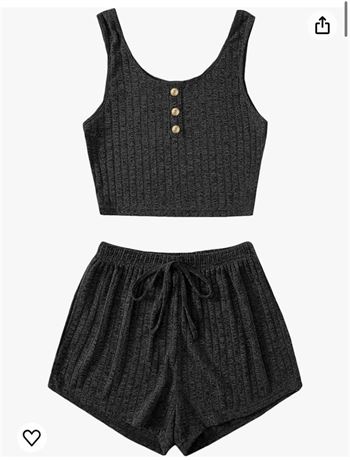 SOLY HUX Women's Button Front Ribbed Knit Tank Top and Shorts Pajama Set Sleepwe