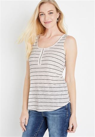 Maurices Stripe Hook and Eye Henley Tank Top