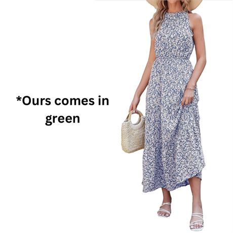 Size S, dowerme Women's Summer Casual Halter Neck Sleeveless Maxi Dresses