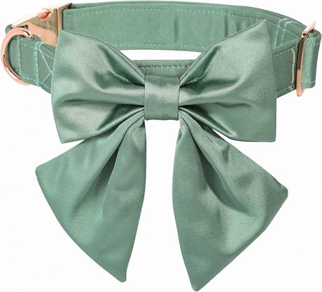 Lionet Paws Bowtie Dog Collar - Comfortable Silk Dog Collar with Detachable Bow Tie for Xlarge Dogs, Neck 16-26 Inches