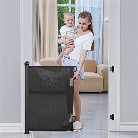 Punch-Free Retractable Baby Gate, BabyBond 33*55 inches Extra ...