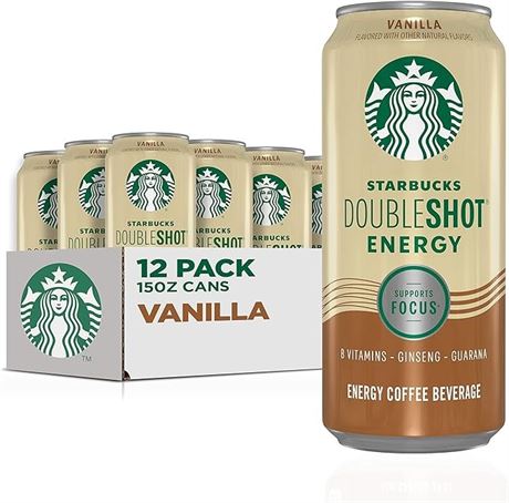 Starbucks Doubleshot Energy Coffee, Vanilla, 15 Ounce Cans, 12 Count