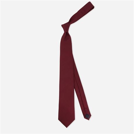 Tie Bar 2.5" Grossgrain Solid Skinny Burgundy Silk Tie