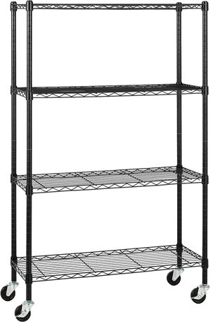 Amazon Basics 4-Shelf Adjustable, Heavy Duty Storage Shelving Unit on 4'' Wheel