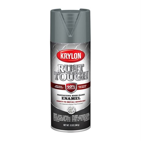 KRYLON K09206007 Rust-Preventative Enamel Paint, Gloss, Battleship Gray, 12 oz,