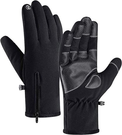 LARGE - Jeniulet -30℉ Mens Winter Gloves 100% Waterproof Thick Warm Touch Screen