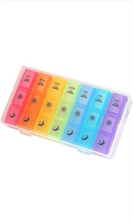 Weekly Pill Organizer,3-Times-A-Day 7 Day Pill Box Large Compartments Moisture