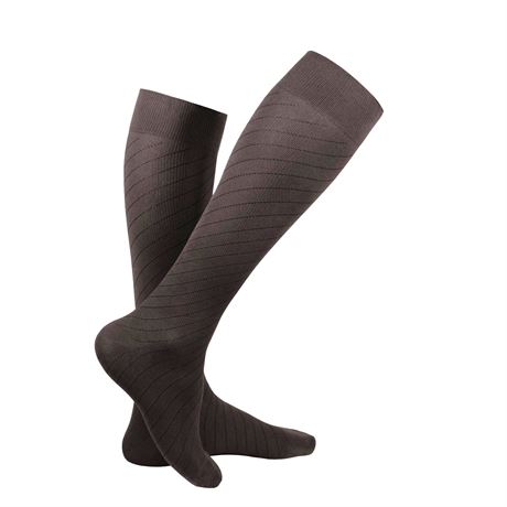 SIZE: L Truform Travel Socks for Men and Women, 15-20 Mmhg Compression, Brown