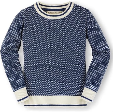 SIZE:M Hope & Henry Boys' Long Sleeve Crew Neck Pullover Sweater