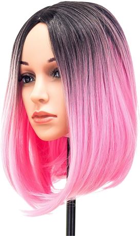 SWACC Ombre Colors Straight Short Hair Bob Wig Synthetic Colorful Cosplay Daily