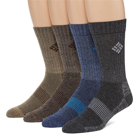 Columbia Men's 4 Pack Moisture Control Basic Crew Socks (Assorted) - Size 6-12
