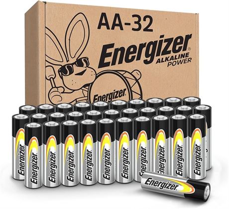 Energizer AA Batteries, Double A Long-Lasting Alkaline Power Batteries, 32 Count