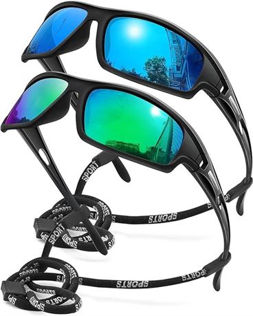 Polarized Sports Sunglasses for Men 100% UV Protection Wrap Around Unbreakable