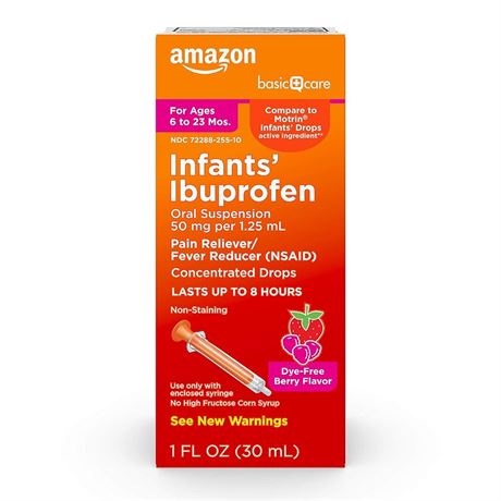Basic Care Infants Ibuprofen Oral Suspension, 50 Mg/125 mL, Berry Flavor 07/2025