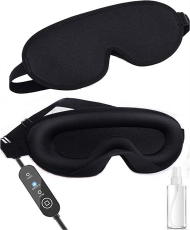 ROTOPATA 3D Heated Eye Mask with Spray Bottle for Dry Eyes Moist Heat, USB Elect