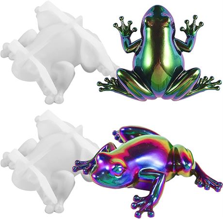 2PCS Frog Shape Resin Molds, Animal Silicone Molds 3D Cute Resin Molds for Epoxy