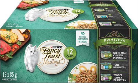 85g(12PK) - Fancy Feast Medleys Wet Cat Food, Primavera Collection Variety Pack