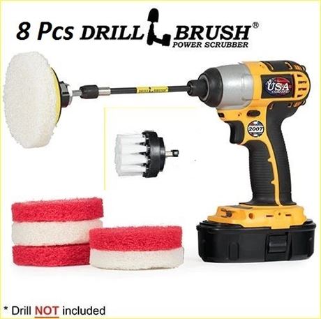 8 Pc Drillbrush Power Scrubber Brush Kit