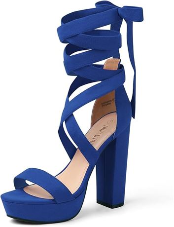 Size: 11, DREAM PAIRS High Heels Chunky Block Platform Heels for Women Strappy