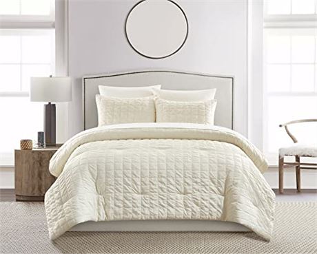 King, Chic Home Jessa pc Midweight Comforter Set, One Size, Beige