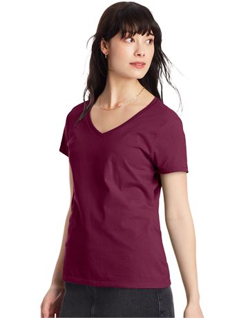 SIZE: M Hanes Women’s Perfect-T Short Sleeve V-Neck T-Shirt