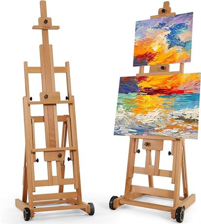 VISWIN Portable Collapsible H-Frame Easel of Maximum Height 95", Holds 2 Canvas