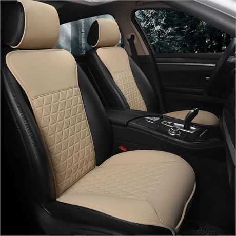 Black Panther 1 Pair Luxury PU Car Seat Covers Protectors - Beige