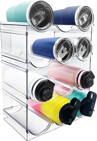 Spaclear 4 Pack Water Bottle Organizer, Stackable Kitchen Pantry Organization an
