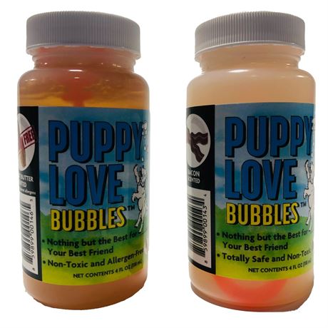 Puppy Love Bubbles Peanut Butter & Bacon Scented Bubbles 4oz. Bottle-2 Pack Comb