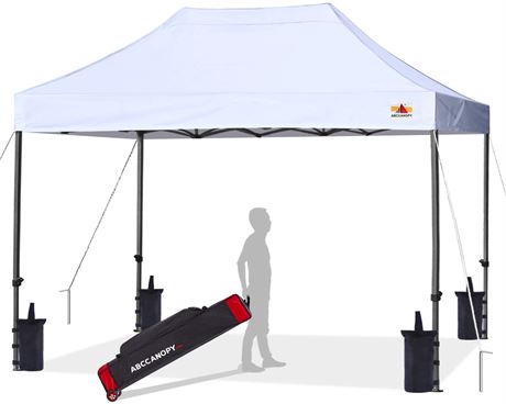 ABCCANOPY Pop up Canopy Tent Commercial Instant Shelter with Wheeled Carry Bag, 10x15 FT White