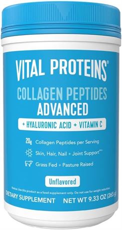 Vital Proteins Collagen Peptides Advanced Unflavored 9.33oz BB 12-28-2025