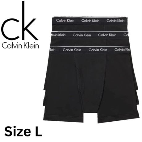 Size L, CALVIN KLEIN COTTON 3-PACK BOXER BRIEFS